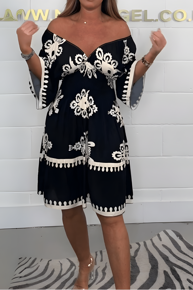 LUNA | Korte Boho Bloemenjurk met Flatterende Snit voor Elegante Vakantie- of Evenementlook
