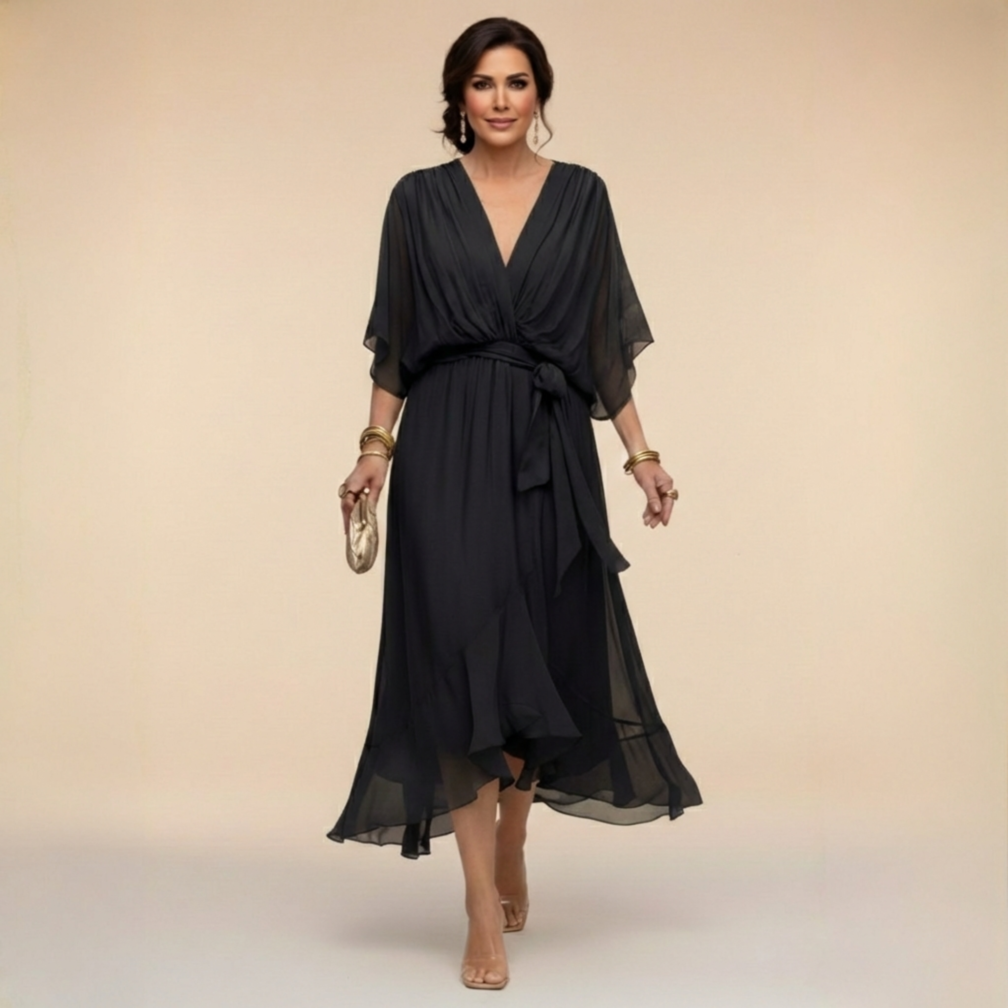 LOTTIE | Elegante V-hals Jurk voor Tijdloze Klasse