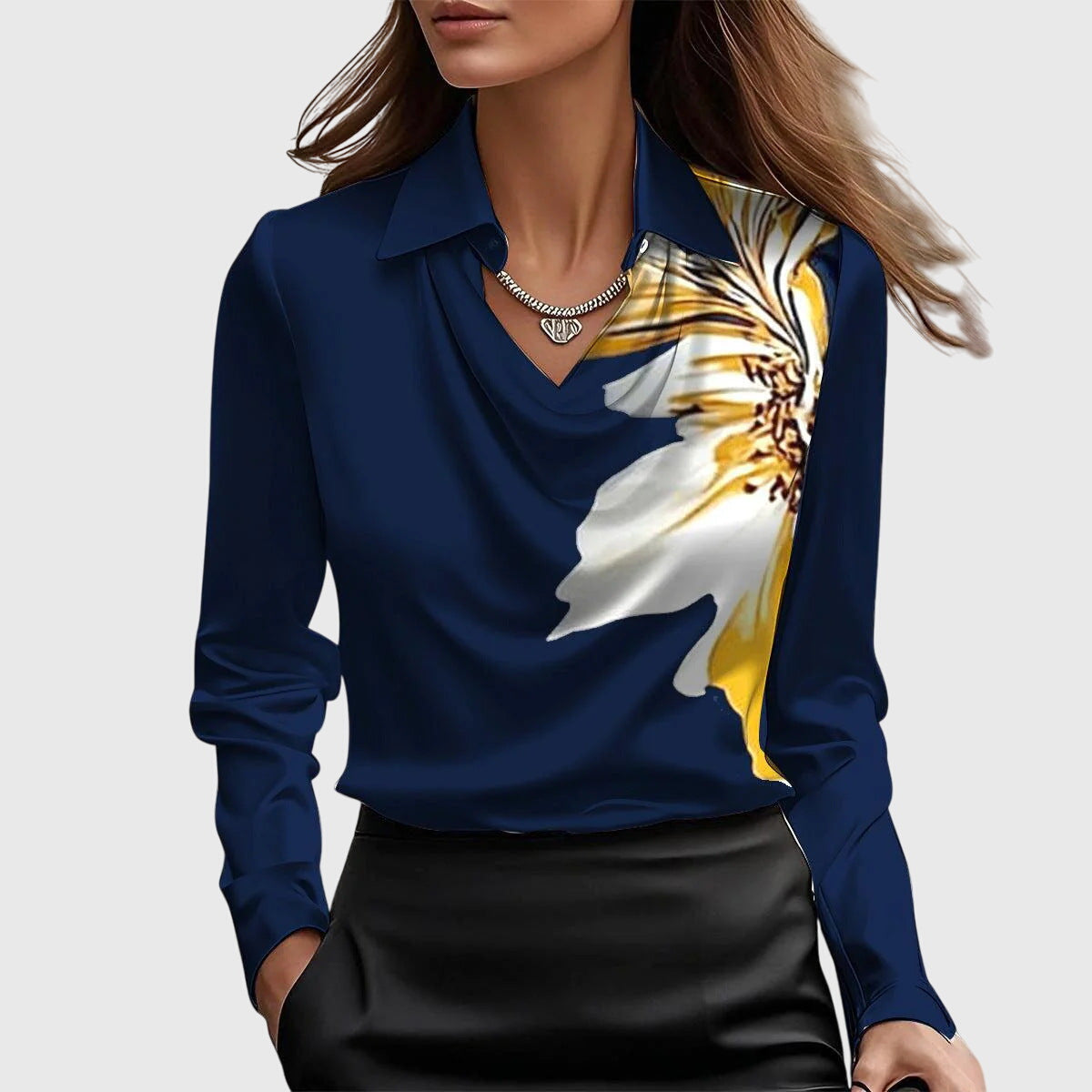 Athena | Dames Top met Watervalhals en Lange Mouwen
