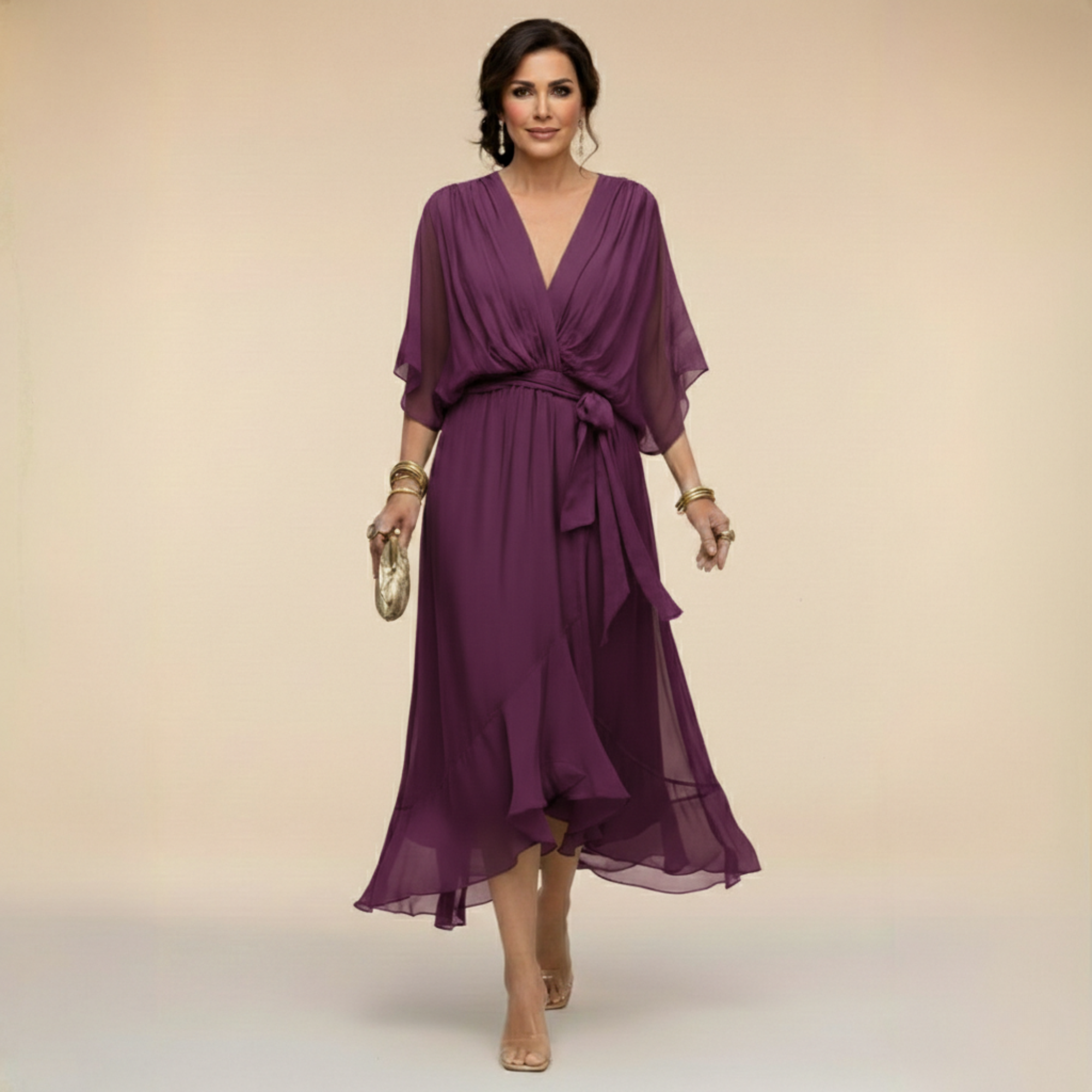 LOTTIE | Elegante V-hals Jurk voor Tijdloze Klasse
