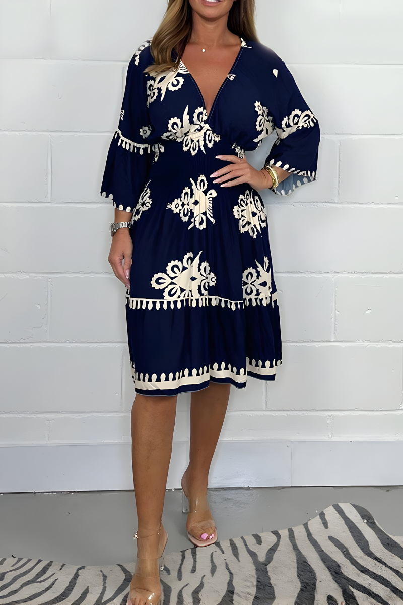 LUNA | Korte Boho Bloemenjurk met Flatterende Snit voor Elegante Vakantie- of Evenementlook