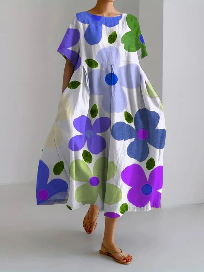 ELIANA | Midi Bloemenjurk met Zorgeloze Stijl en Zomercomfort voor Kleurrijke Dagen