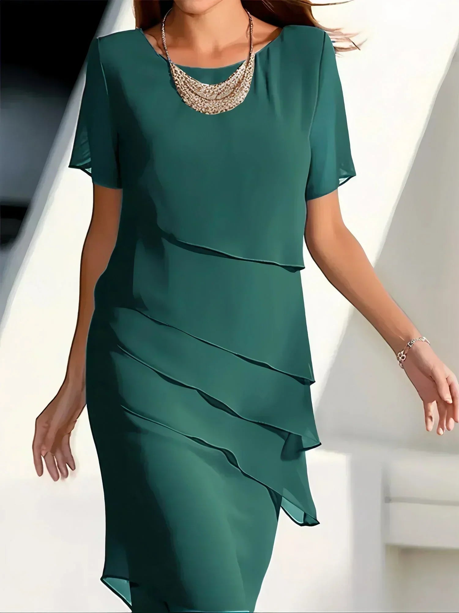 NOORÉ | Elegante Jurk met Flatterende Gelaagdheid