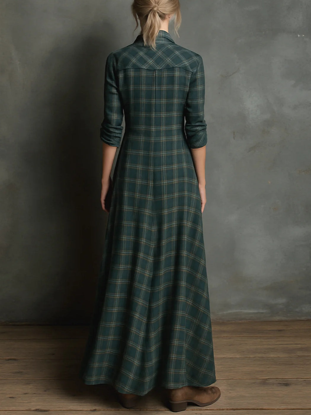 Valentina | Lange geruite jurk