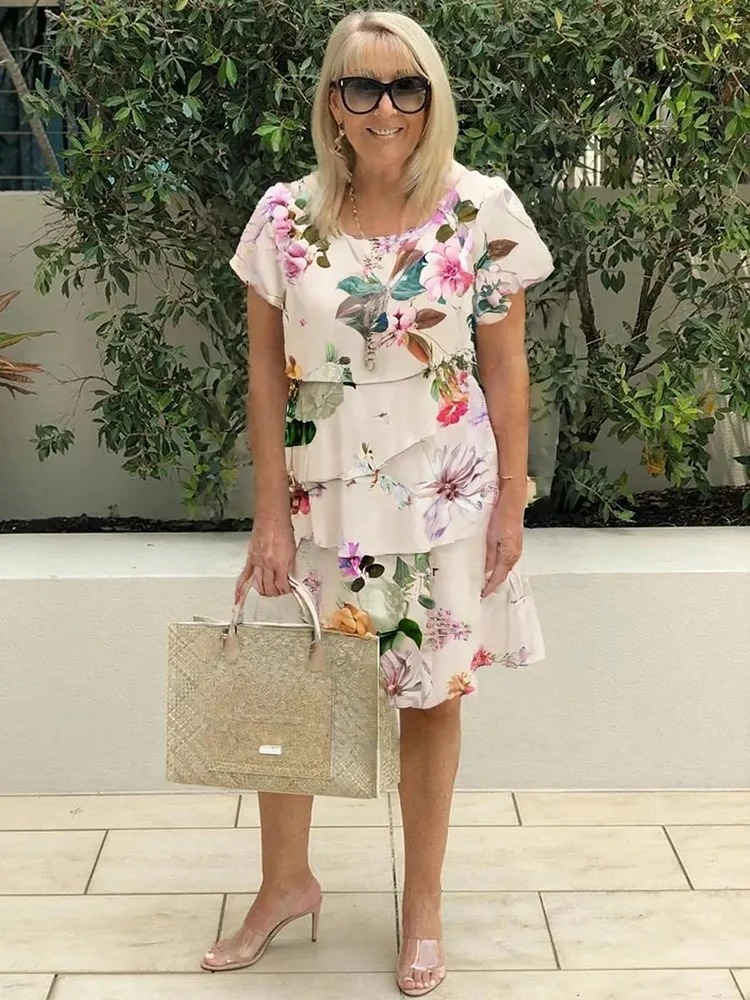 GIOIA | Lange Bloemenjurk met Een Flatterende en Elegante Pasvorm