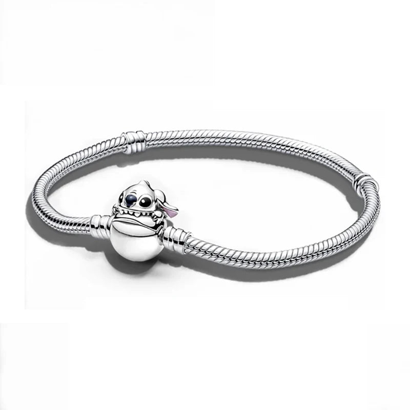 Sterling Silver Mickey Shell Charm Bracelet