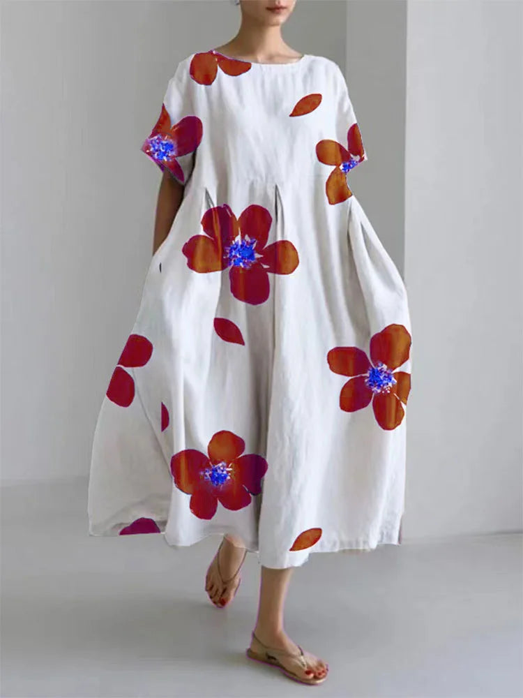 CATERINA | Lange Zomerjurk met Levendige Bloemen en Zachte Comfort voor Zonnige Dagen