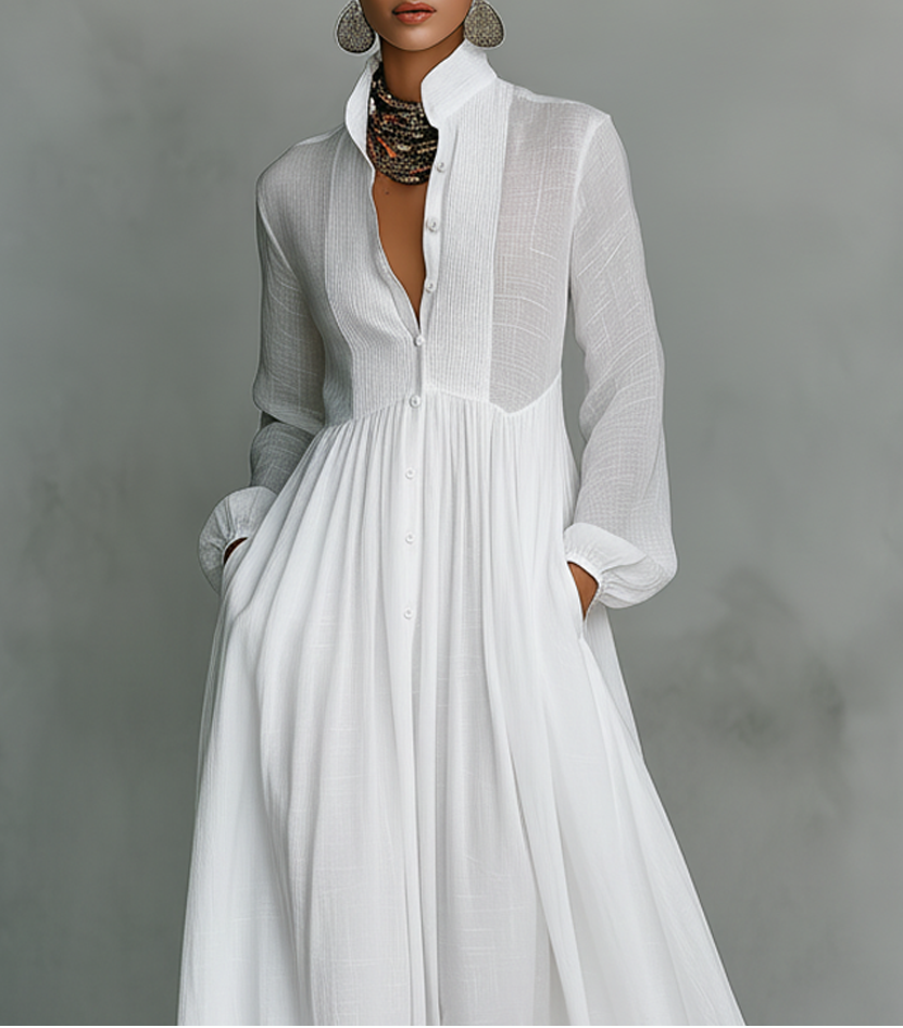 Elisa™ | Maxi Jurk met Tijdloze Elegantie en Flatterende Valling voor Elke Dag