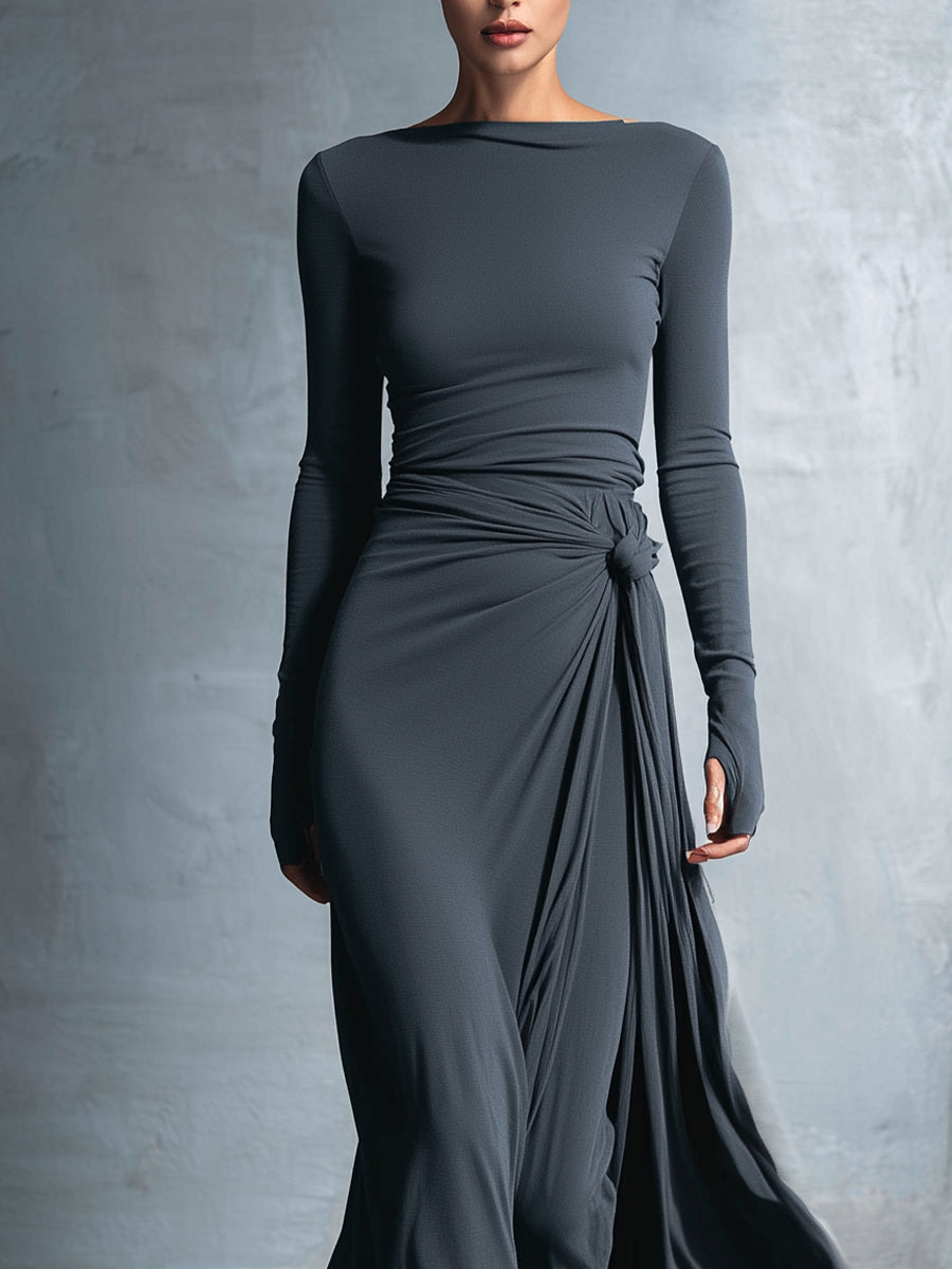 MARIT™ | Maxi Jurk met Tailleaccent en Vloeiende Elegantie voor Tijdloze Avonden