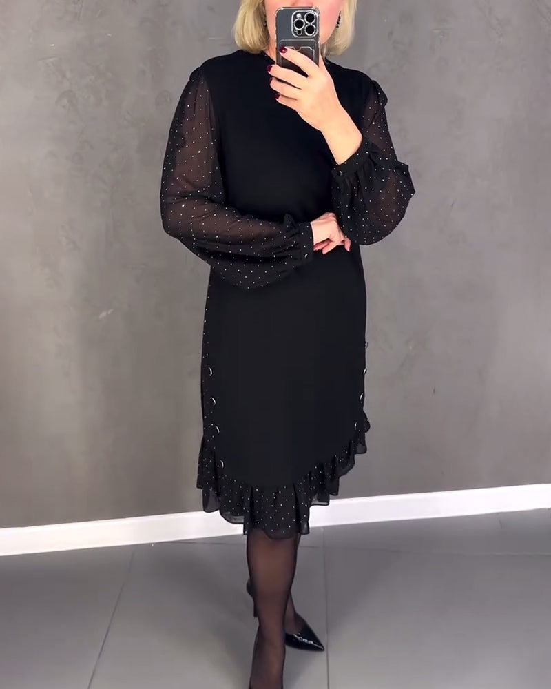ELIANA | Elegante Jurk met Transparante Mouwen en Flatterende Snit voor Herfstgelegenheden