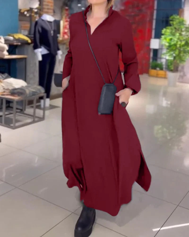 HELENA™ | Lange Jurk met Elegante Zijsplitten en Tijdloos Comfort