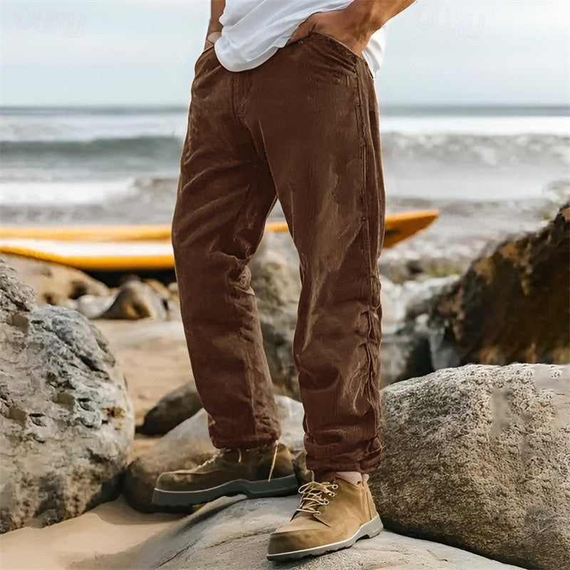 Corduroy Herenbroek met Straight Fit