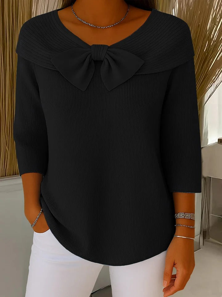 Grace | Dames Top met Strikdetail en Driekwart Mouwen