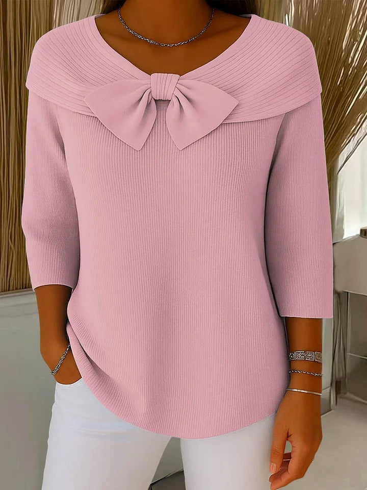 Grace | Dames Top met Strikdetail en Driekwart Mouwen