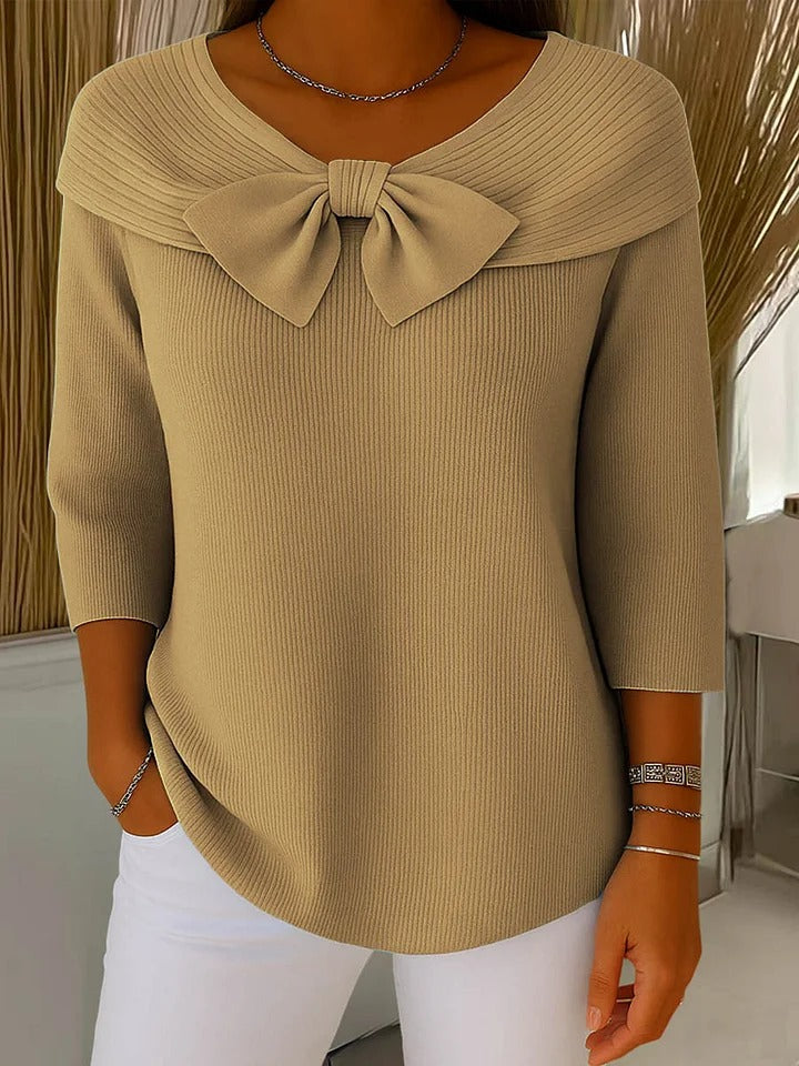 Grace | Dames Top met Strikdetail en Driekwart Mouwen