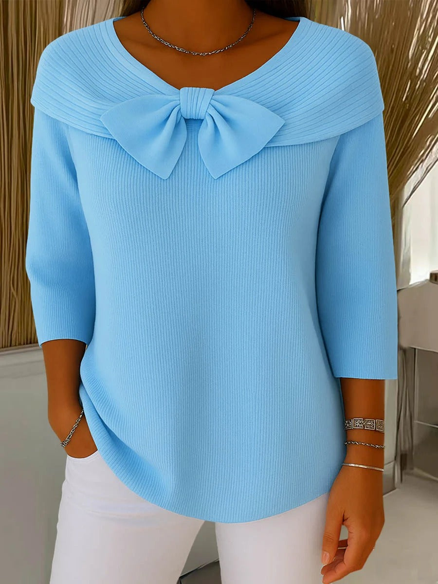 Grace | Dames Top met Strikdetail en Driekwart Mouwen