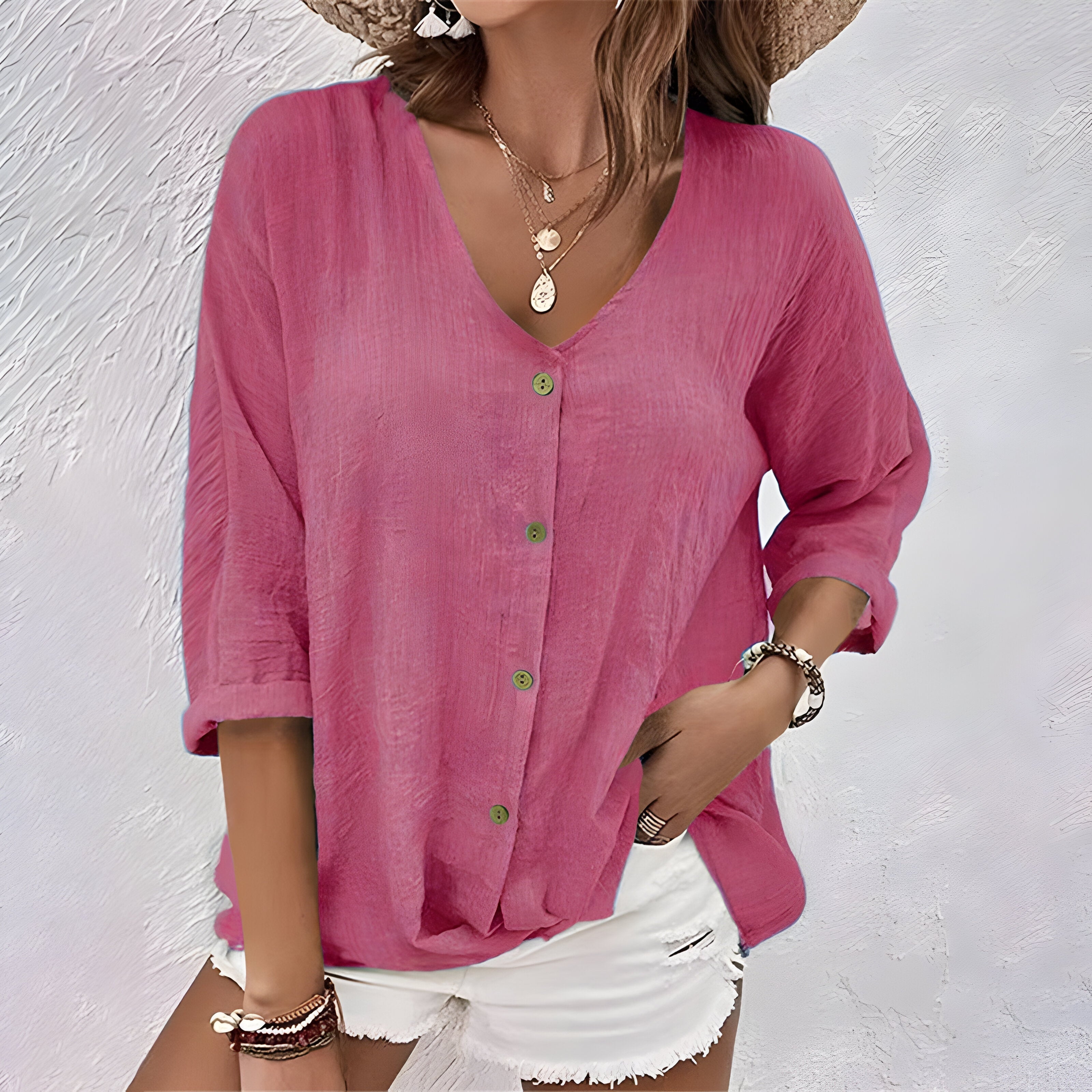 Juliana | Dames Knoop Voor V Hals Casual Top