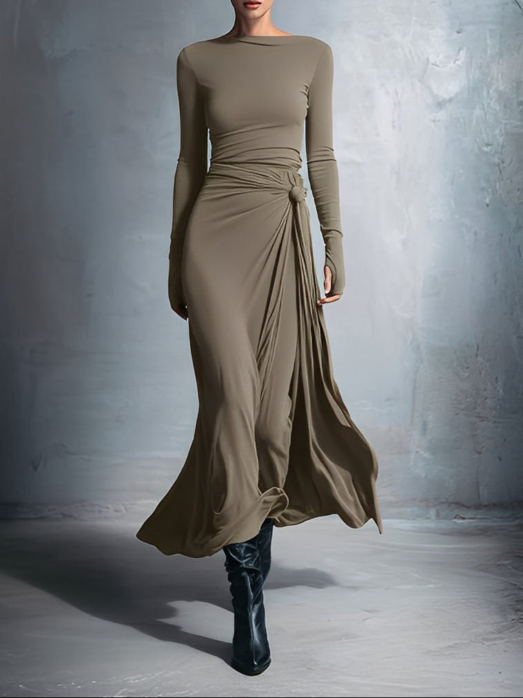 MARIT™ | Maxi Jurk met Tailleaccent en Vloeiende Elegantie voor Tijdloze Avonden