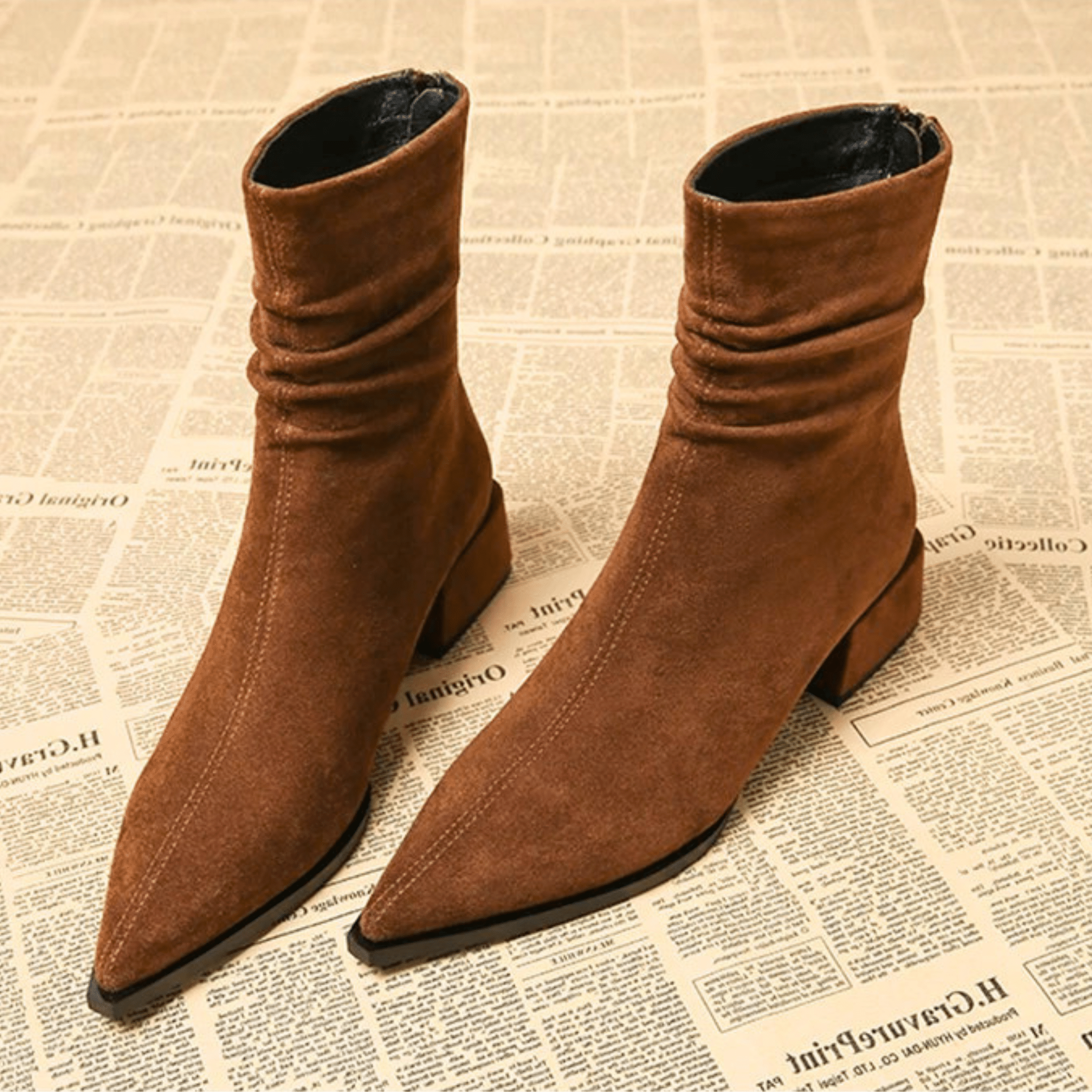 FLEUR | Damesboot met Puntige Neus en Comfortabele Blokhak