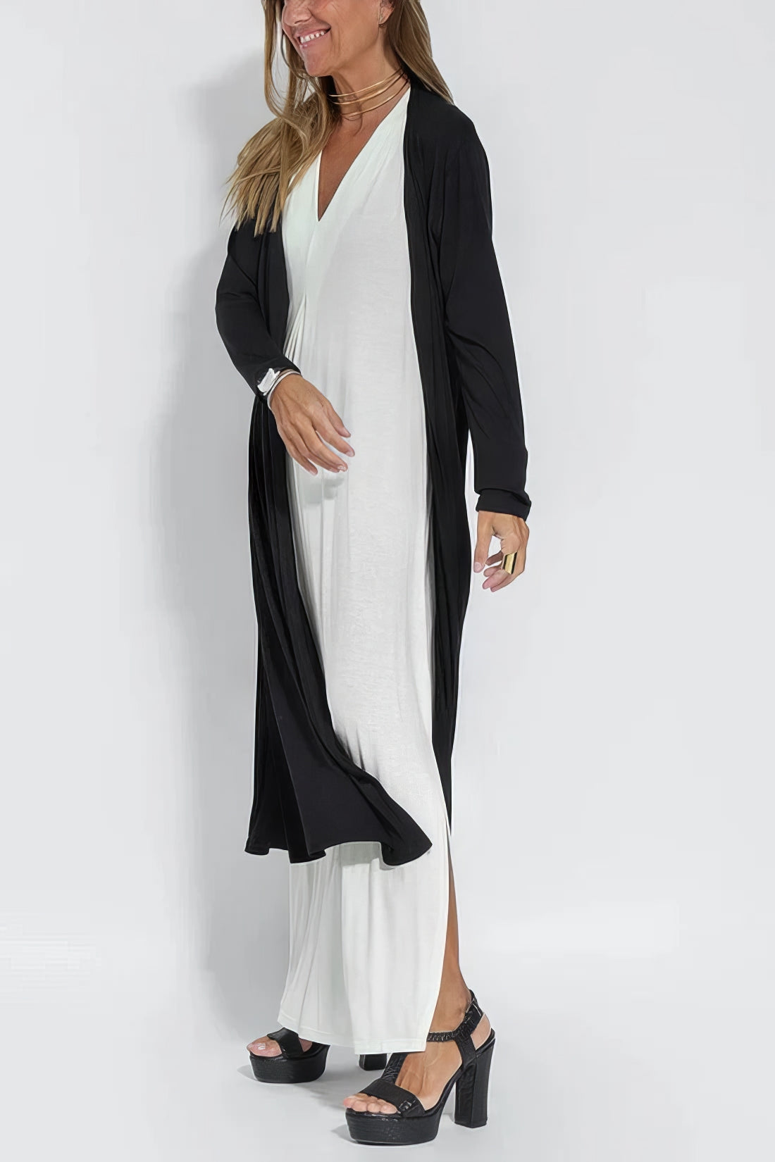 ELISE | Elegante Lange Jurk met Bijpassende Cardigan Gratis