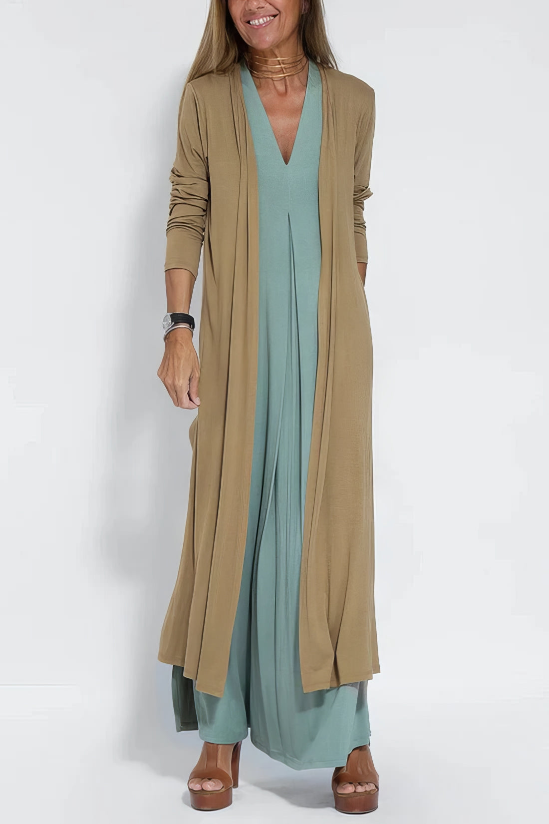 ELISE | Elegante Lange Jurk met Bijpassende Cardigan Gratis