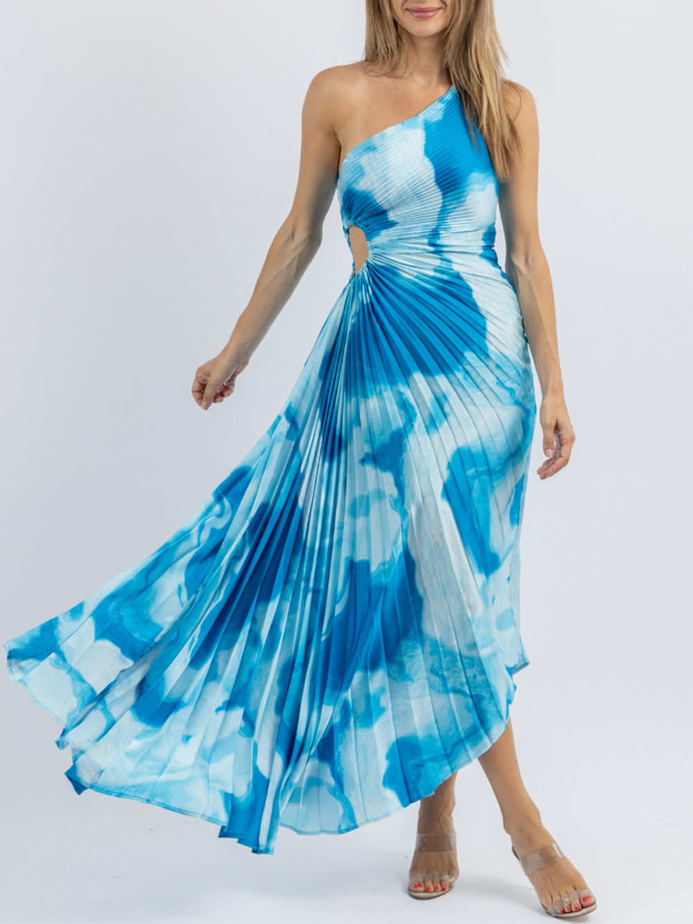 Blauwe surf midi jurk