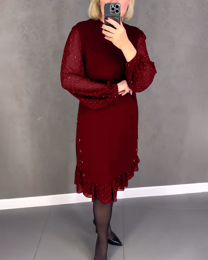 ELIANA | Elegante Jurk met Transparante Mouwen en Flatterende Snit voor Herfstgelegenheden