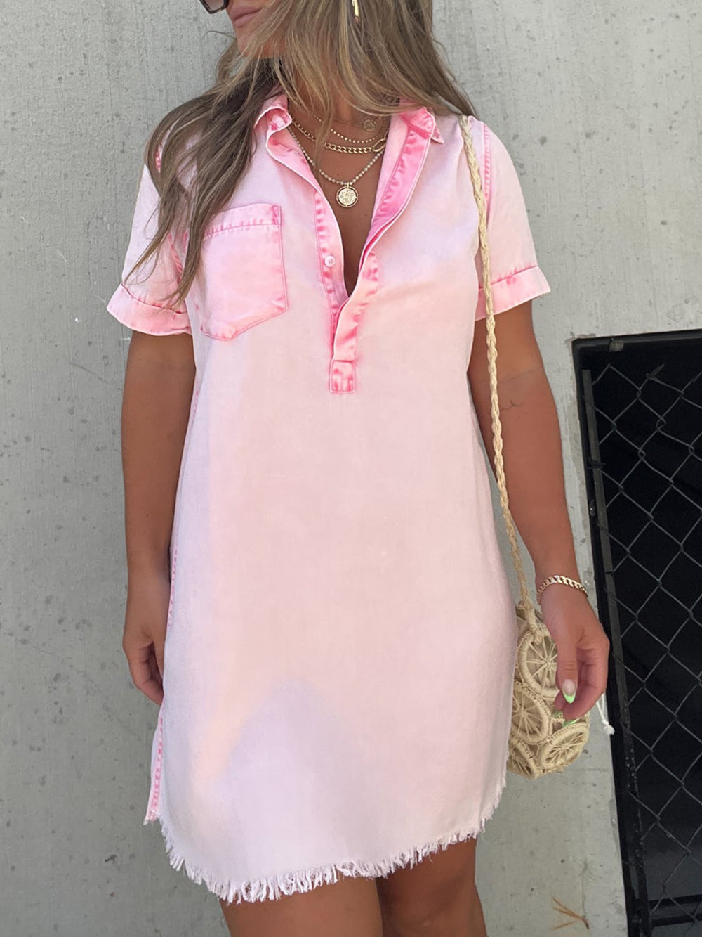 Tencel Overhemd Jurk Happy Ends Roze