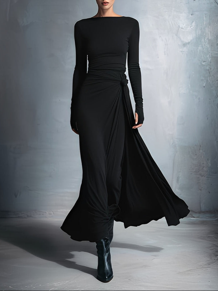 MARIT™ | Maxi Jurk met Tailleaccent en Vloeiende Elegantie voor Tijdloze Avonden