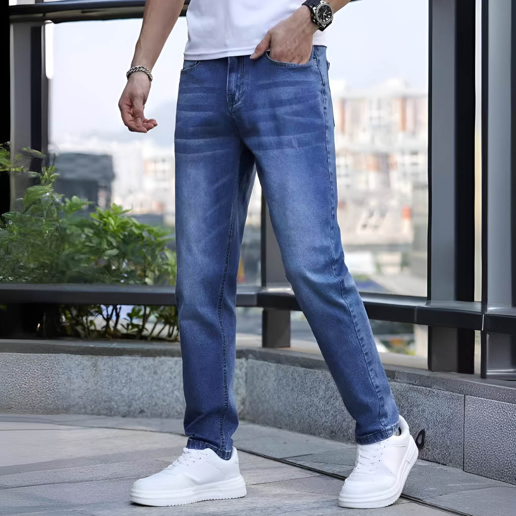 Effen kleur Comfortabel herenjeans