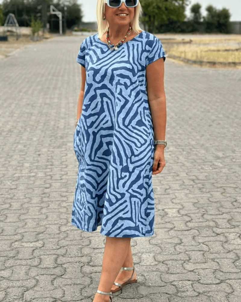 SABRINA | Lichte Zomerjurk met Moderne Print voor Comfort en Dagelijkse Stijl
