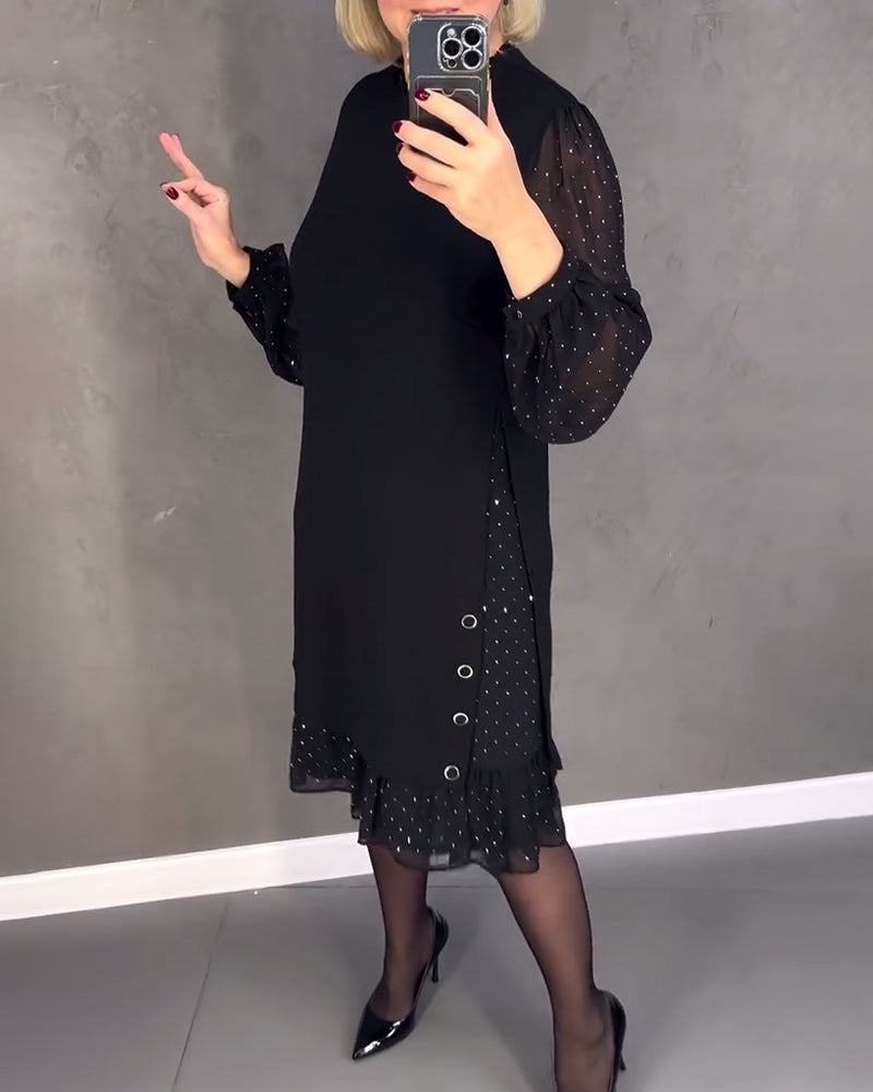 ELIANA | Elegante Jurk met Transparante Mouwen en Flatterende Snit voor Herfstgelegenheden