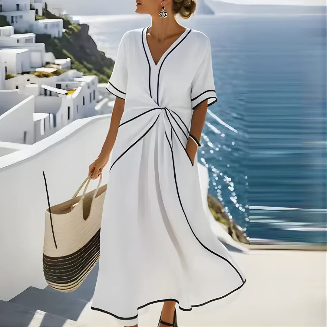 Mila | Elegante Jurk met Flatterende Taille en Vakantie Chic