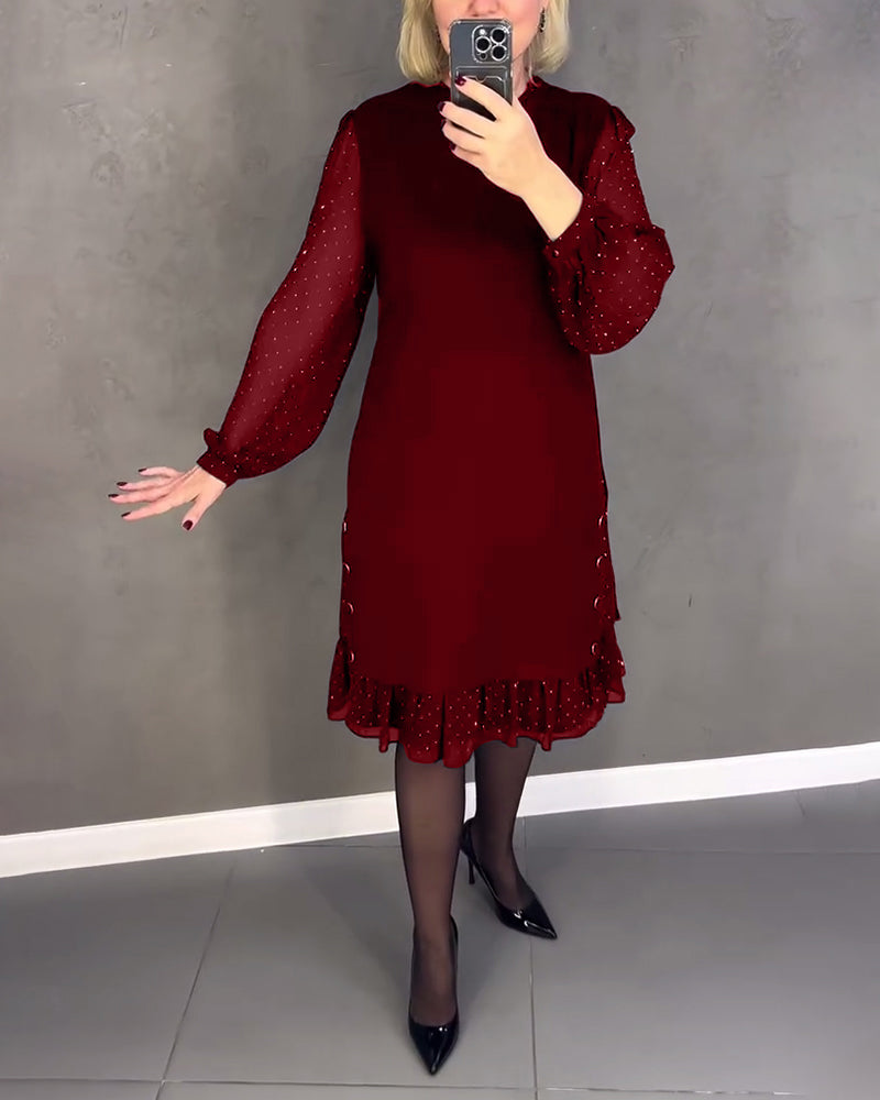 ELIANA | Elegante Jurk met Transparante Mouwen en Flatterende Snit voor Herfstgelegenheden