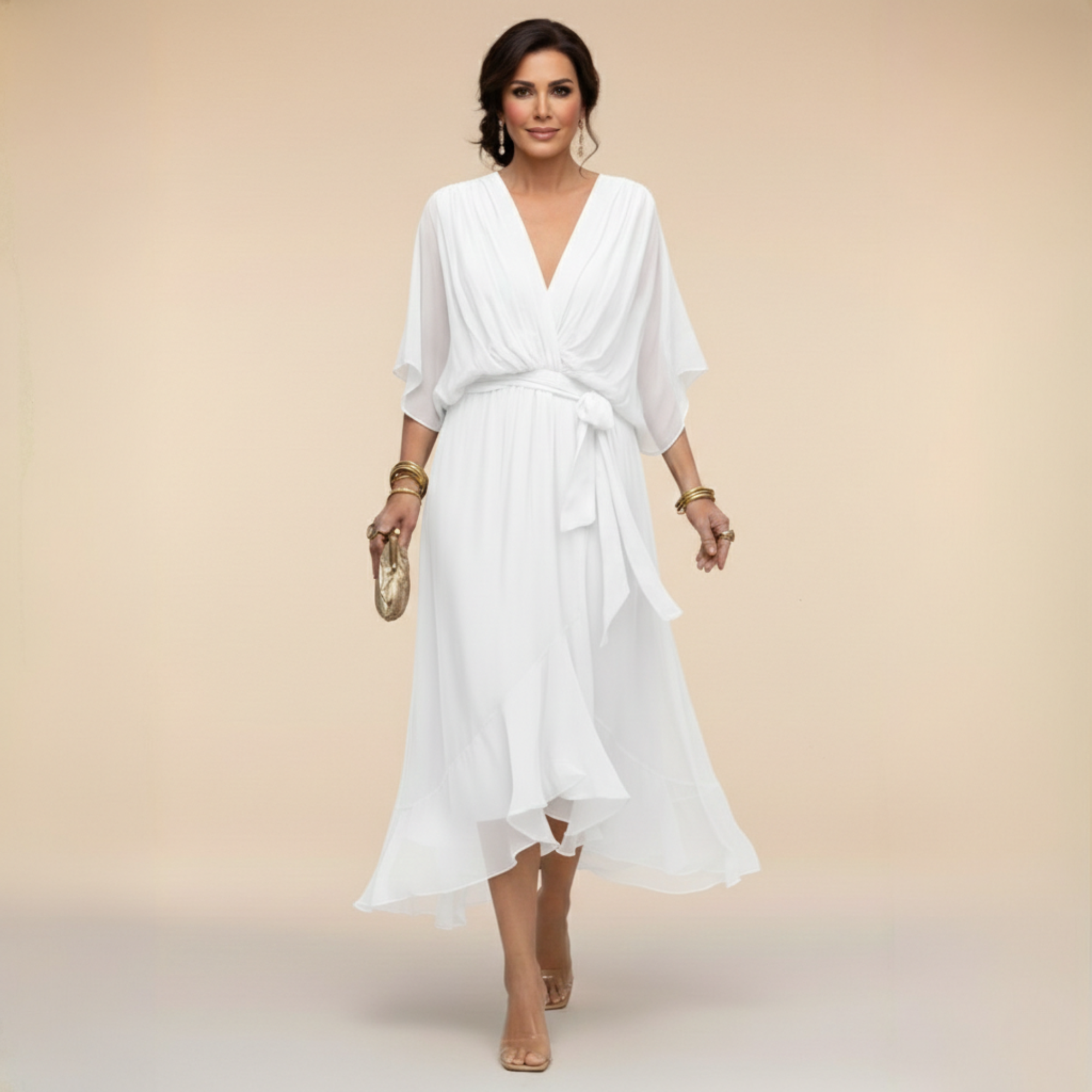 LOTTIE | Elegante V-hals Jurk voor Tijdloze Klasse