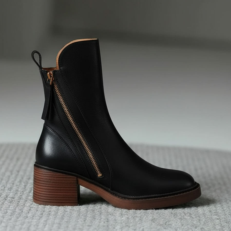 VALORINE™ | Zwarte Laarzen met Hak voor Comfort en Stijl