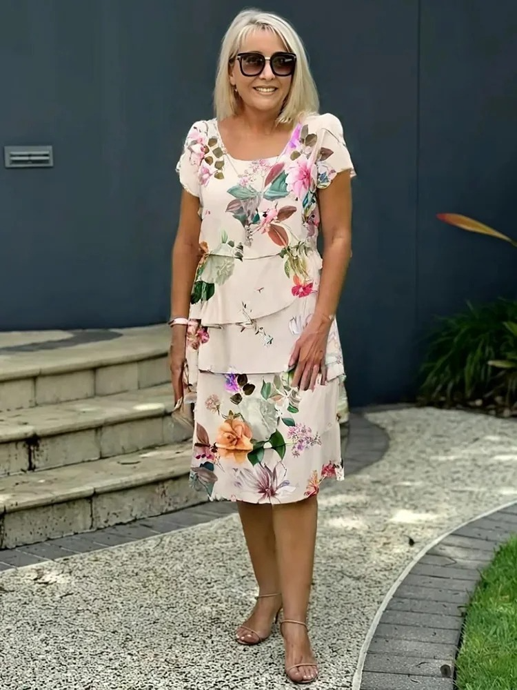 GIOIA | Lange Bloemenjurk met Een Flatterende en Elegante Pasvorm