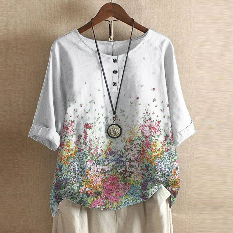 Ruby | Dames Bloemen Print Ronde Hals Top