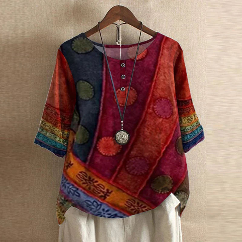 Ruby | Dames Bloemen Print Ronde Hals Top