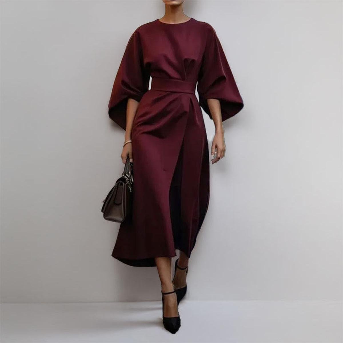 VIVIENNE | Elegante Kimono Maxi Jurk met Accenttaille