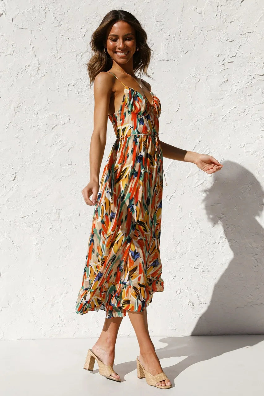 GABRIELLA | Gedrukt Zomerjurk met Frisse Comfort en Zonnige Stijl voor Vrije Dagen