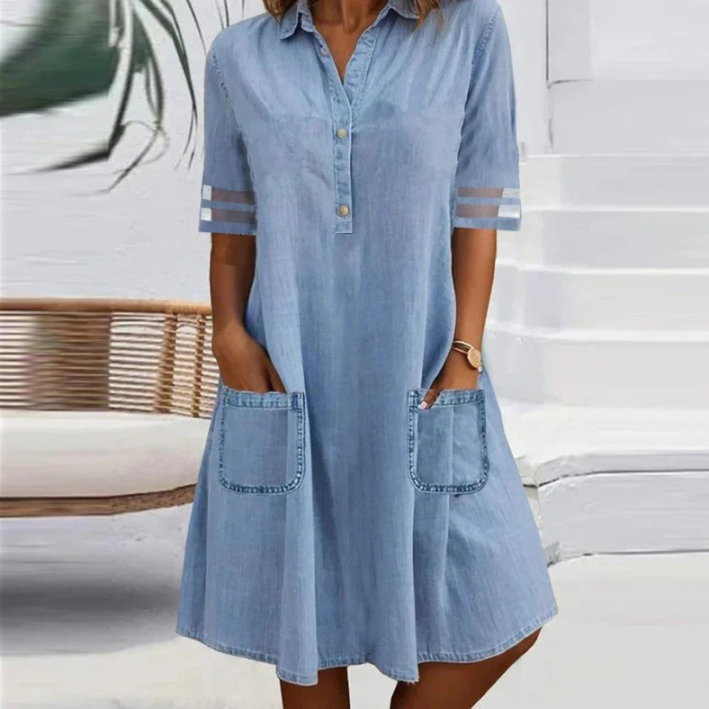 GABRIELLA | Mini Jurk in Denim met Comfortabele Zakken en Casual Stijl voor Elke Dag