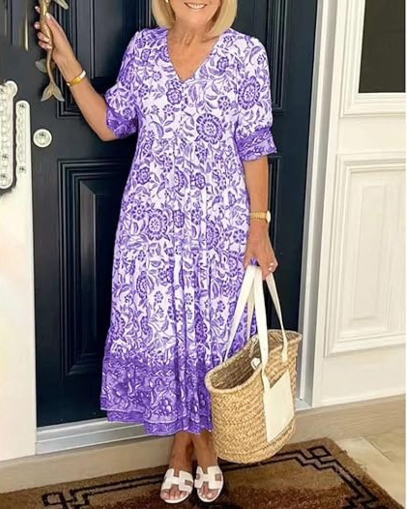 GIULIA | Elegante Bloemenjurk met Dagelijks Comfort voor Alle Gelegenheden