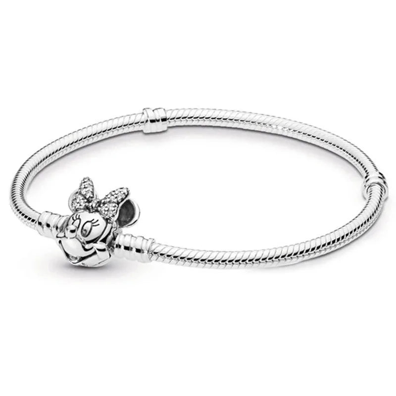 Sterling Silver Mickey Shell Charm Bracelet