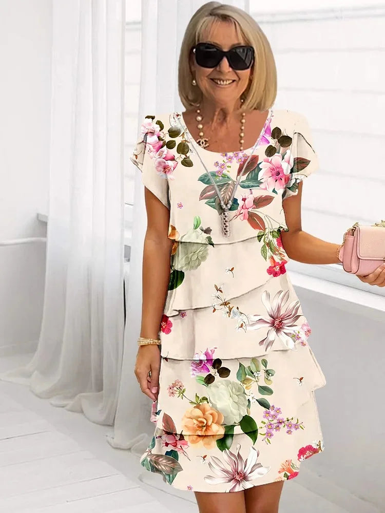 GIOIA | Lange Bloemenjurk met Een Flatterende en Elegante Pasvorm