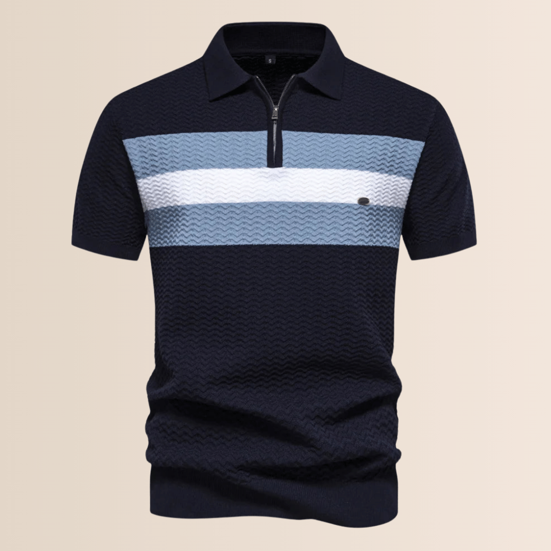 Heren poloshirt met gestreept breiwerk