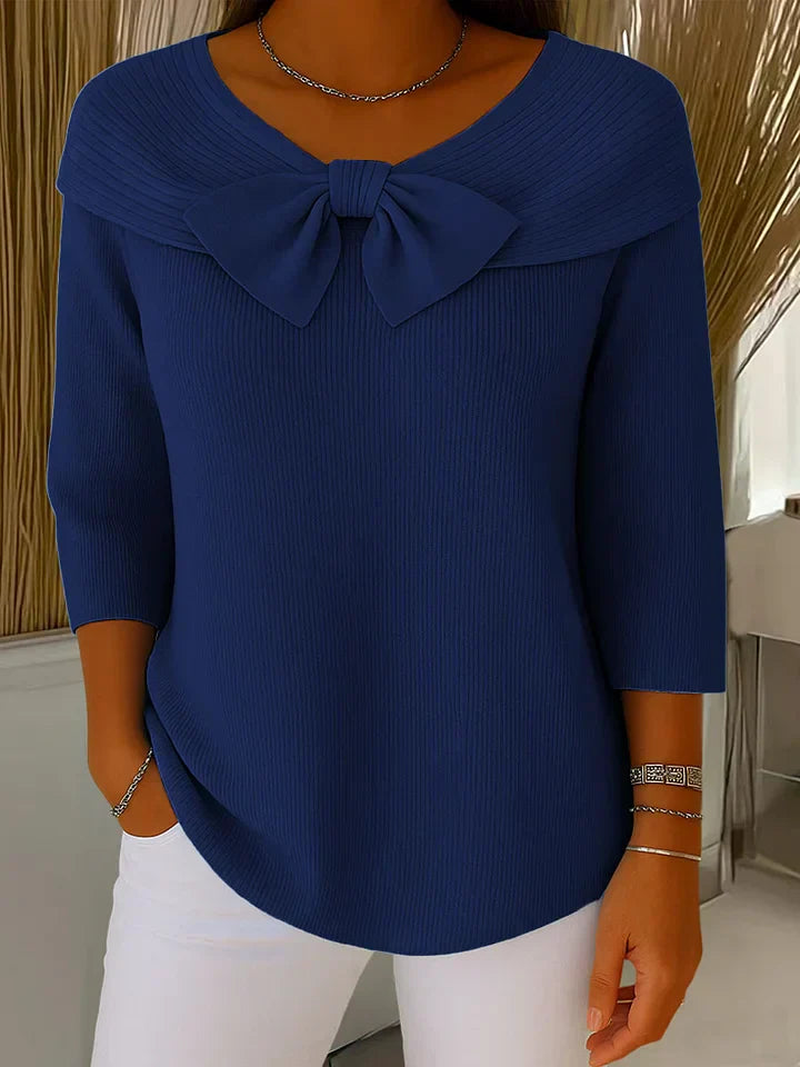 Grace | Dames Top met Strikdetail en Driekwart Mouwen