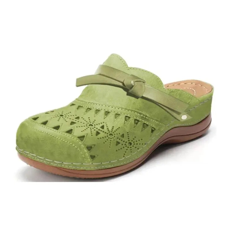 ZOEY | Orthopedische Cutout Wedge Klompen met Strikdetail en Voetboogondersteuning