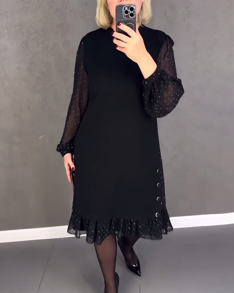 ELIANA | Elegante Jurk met Transparante Mouwen en Flatterende Snit voor Herfstgelegenheden