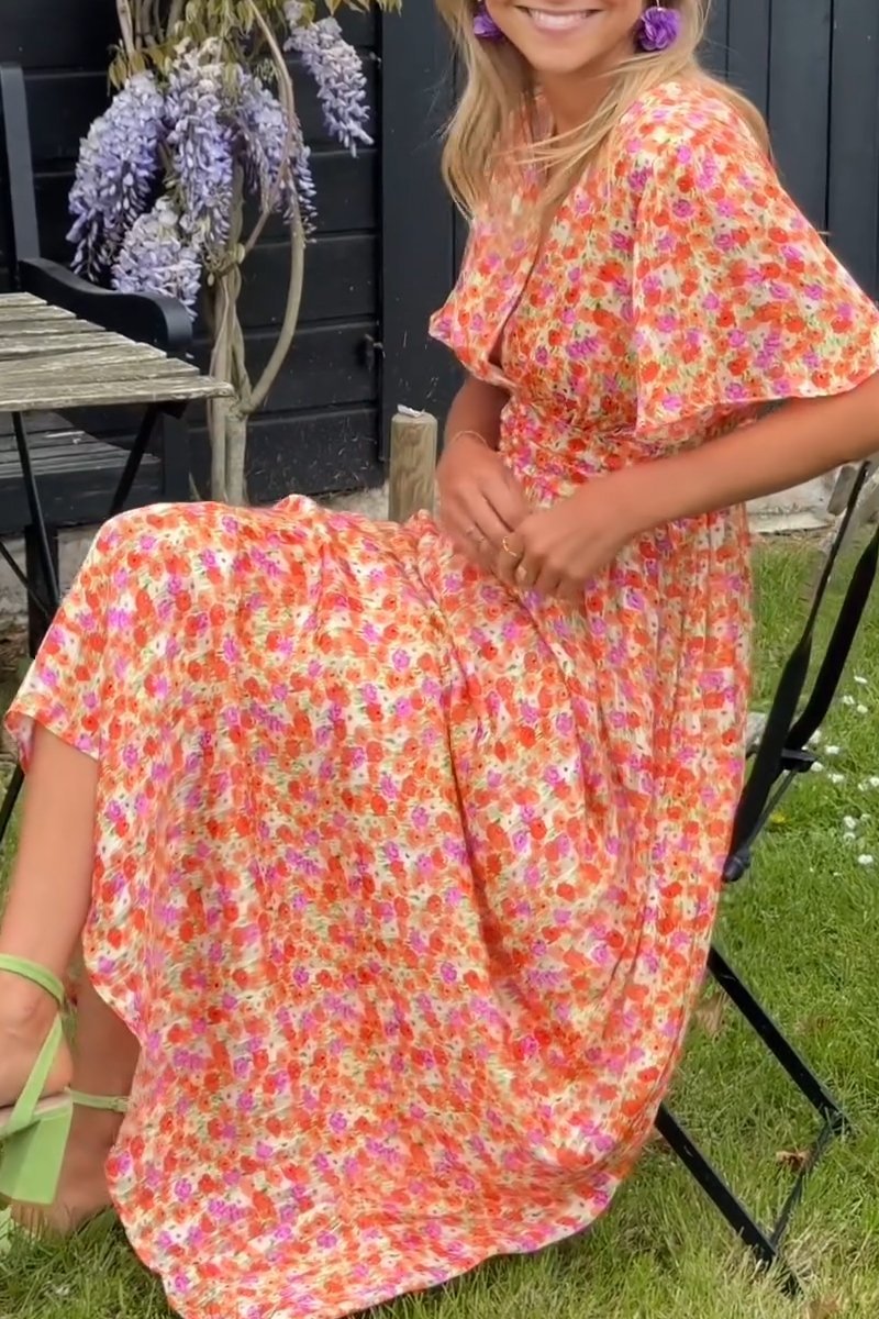 Mariella | Lange Bloemenjurk met Romantische en Lichte Stijl